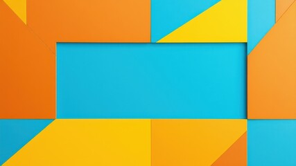 Abstract Minimalist Geometric Composition with Vibrant Color Palette of Blue, Orange, and Yellow