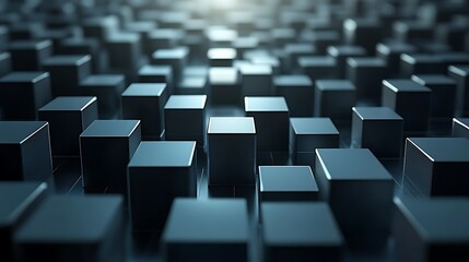 Obraz premium Dark metallic cube field, abstract background, technology concept