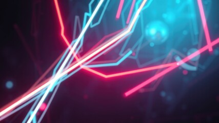 Abstract Neon Lines Intersecting in a Vibrant Glow of Pink and Blue, Creating a Dynamic and Energetic Digital Art Piece