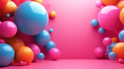 Abstract 3D shapes floating over a gradient background