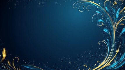 Abstract Blue And Gold Floral Design Background