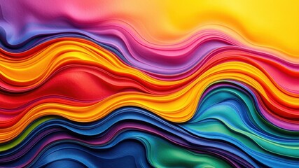 A Colorful Abstract Design of Wavy Layers in Hues of Pink, Yellow, Red, Blue, Green, and Purple