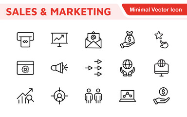 Sales and Marketing Icon Set. A dynamic collection of icons designed to enhance branding, promotions, and customer engagement, perfect for marketing materials and business applications.