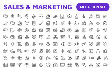 Sales and Marketing Icon Set. A dynamic collection of icons designed to enhance branding, promotions, and customer engagement, perfect for marketing materials and business applications.