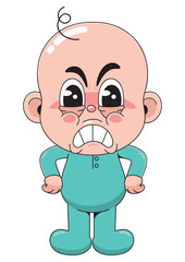 Fototapeta premium Cartoon Angry Baby Character Illustration