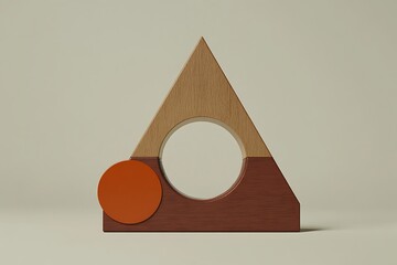 Minimal scene with geometrical forms in ocher colors. Primitive shapes, terrazzo sphere and boxes. Orange and yellow, autumn scene. Minimal