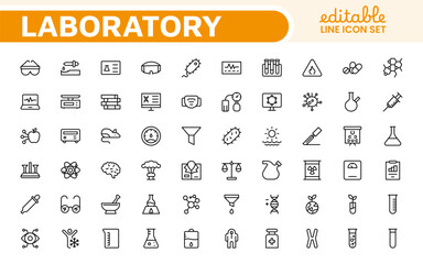 Laboratory Icon Set. A meticulously designed collection of icons for scientific research, experimentation, and research presentations to convey professionalism and innovation.