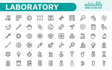Laboratory Icon Set. A meticulously designed collection of icons for scientific research, experimentation, and research presentations to convey professionalism and innovation.