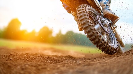 Dynamic off-road motocross adventure in sunlit terrain