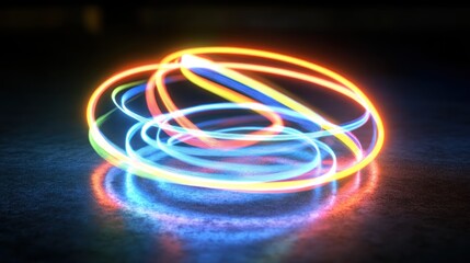 Vibrant Neon Light Trails Create Abstract Sphere