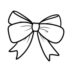 Bow outline illustration with transparent background, for Valentine's Day themed design or for various luxury decorations.