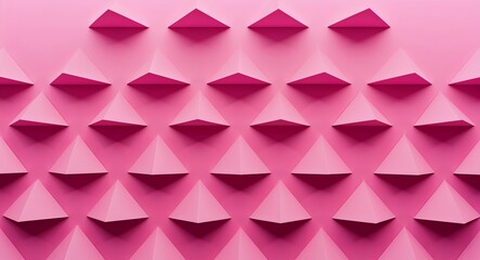 Minimalistic pink triangles in a repeating geometric formation across a pink pattern background