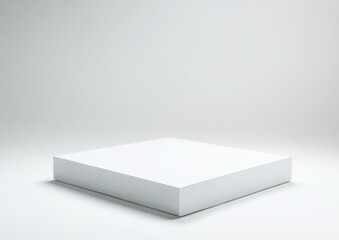 White square platform on white background.