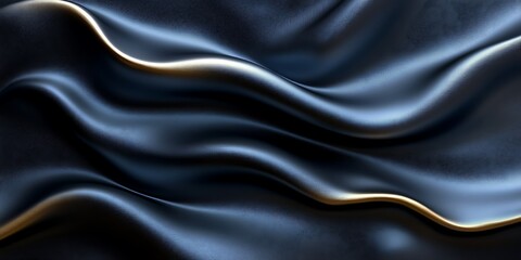 Fototapeta premium Dark blue silk fabric waves, elegant texture background, design