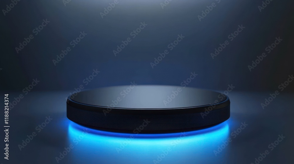 Poster Illuminated Dark Circular Platform Display Stand