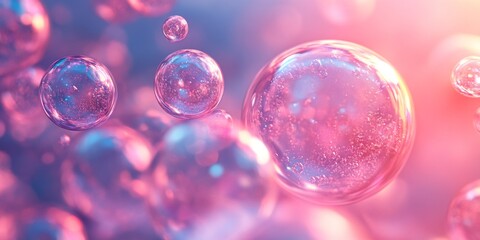 Abstract bubble shapes in vibrant pink and blue gradients