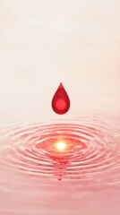 3drendered blood droplet with glowing core on gradient background
