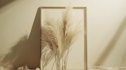 Pampas Grass Arrangement In A Light Beige Room