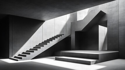Fototapeta premium Modern Concrete Architecture Staircase Design