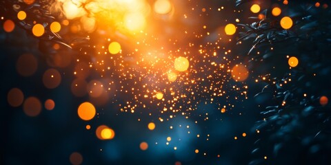 Fototapeta premium Abstract background of golden glowing particles