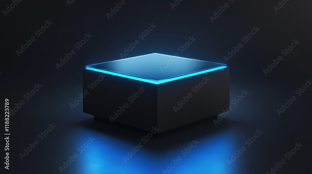 Poster Illuminated Cube Display Platform Modern Design