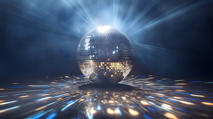 Isolated silver disco ball lighting in a nightclub
