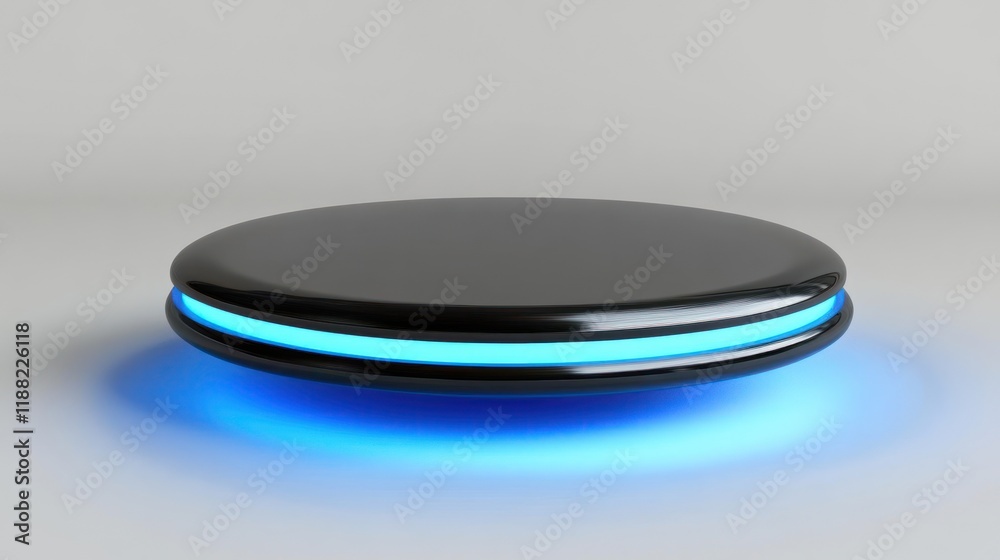 Poster illuminated black disk platform modern design