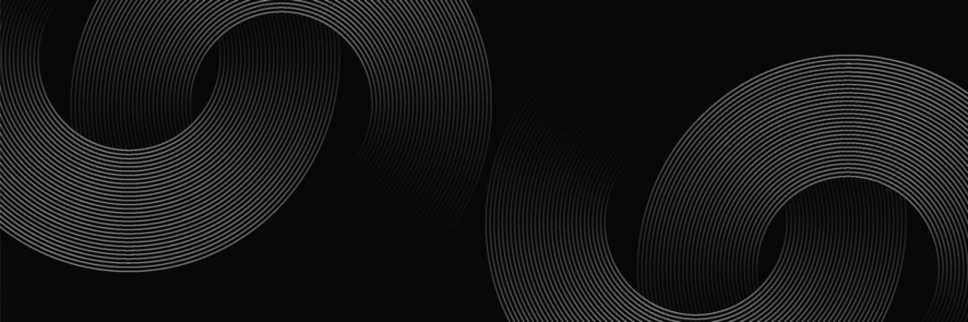 Abstract gold circle lines on dark background. Geometric stripe line art design. Modern luxury template.