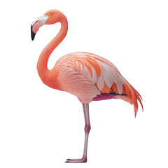 Fototapeta premium A vibrant pink flamingo standing gracefully on one leg.