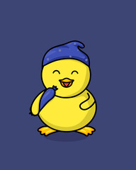 Obraz premium smiling duck vector image about to sleep at night