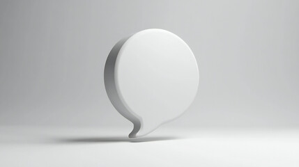 3D white speech bubble icon on a white background.3D white round speech bubble icon.Empty speech bubbles for conversation messages. 3D Illustration.