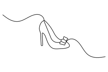 Fototapeta premium Shoe continuous one line drawing on white background 