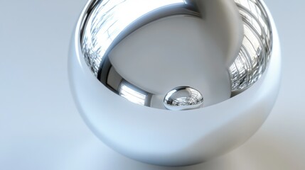 A realistic 3D rendering of a golf ball, featuring a dimpled surface with a shiny metallic sheen.