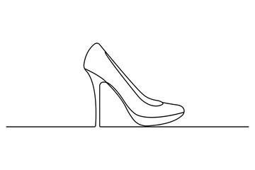 Shoe continuous one line drawing on white background 