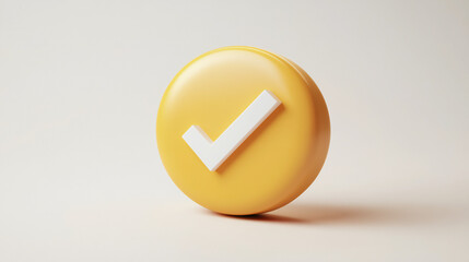 3D White icon with a checkmark symbol, symbolizing approval, success, or completion, 3d illustration.3D rendered digital symbol. Modern icon for website, internet marketing, presentation, logo design 