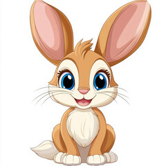 Fototapeta premium Adorable Cartoon Bunny Rabbit Sitting.
