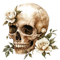 Obraz premium Brown Halloween and White Roses Clipart Vector Illustration