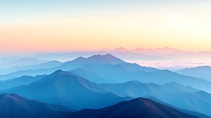 Obraz premium Serene Blue Mountains Sunrise Landscape Panorama