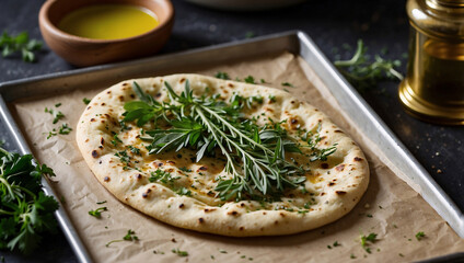 Herb-Topped Flatbread with Olive Oil