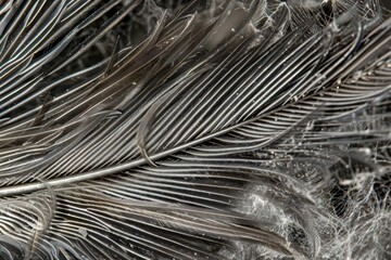 Obraz premium A close-up view of delicate feathers showcasing intricate textures and patterns.
