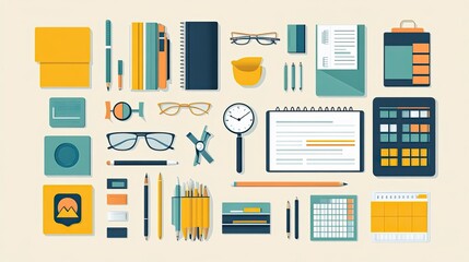 Business Clipart Featuring Professional Icons, Office Tools, and Corporate Meeting Scenes, Ideal for Business Marketing, Brand Identity, and Office Environment Graphics 