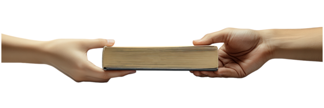 Teacher presenting a book to a student, engaging exchange, bright setting, emphasis on learning and encouragement