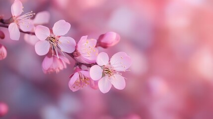 Fototapeta premium Delicate pink cherry blossoms blooming in soft spring light