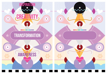 Abstract vector flat design poster in warm, soft colors with space for text.