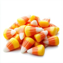 Sweet candy corn treats colorful snacks for a clean halloween concept in top view photography