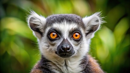 Obraz premium A lemur with large, round eyes and a mischievous grin, staring directly at the camera in a playful manner