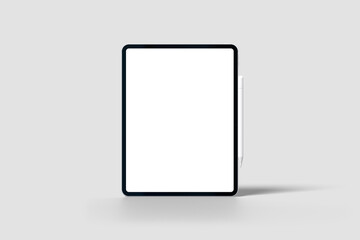 Blank 3d rendering of portrait tablet mockup front view