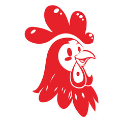 head rooster isolated on white