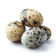 Obraz premium Quail eggs displayed on white background food photography isolated subject clean environment close-up view