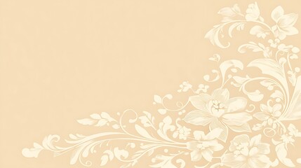 Elegant Floral Design Beige Background Corner